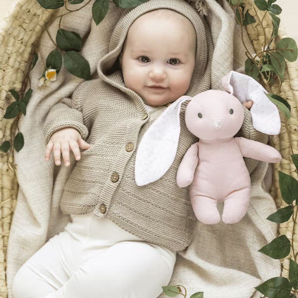 瑞典 Teddykompaniet Elina霧粉棉麻兔兔