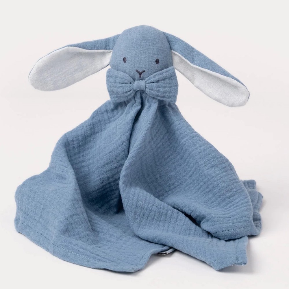 瑞典 Teddykompaniet 霧藍重紗兔兔安撫巾