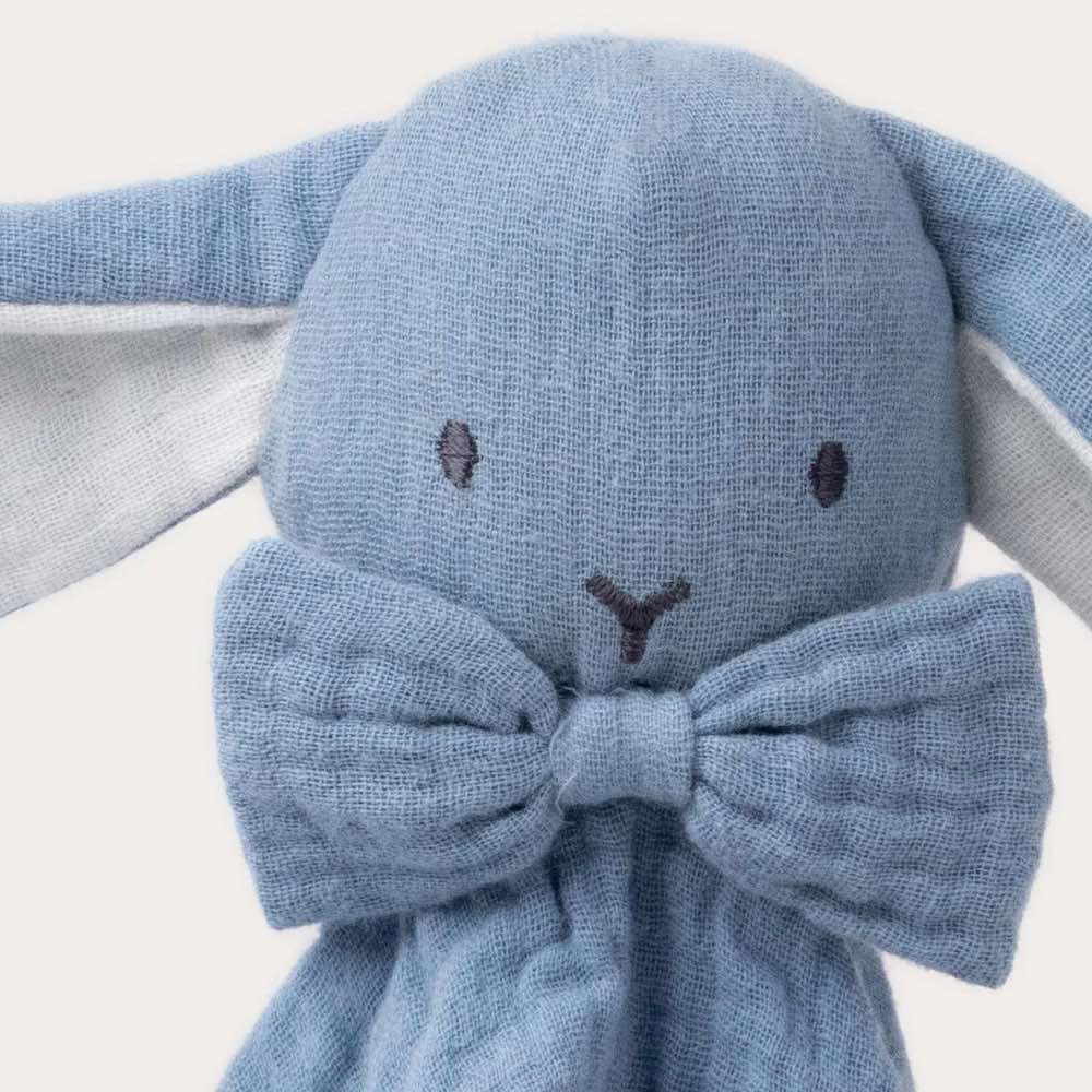 瑞典 Teddykompaniet 霧藍重紗兔兔安撫巾