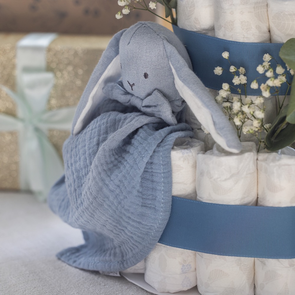 瑞典 Teddykompaniet 霧藍重紗兔兔安撫巾