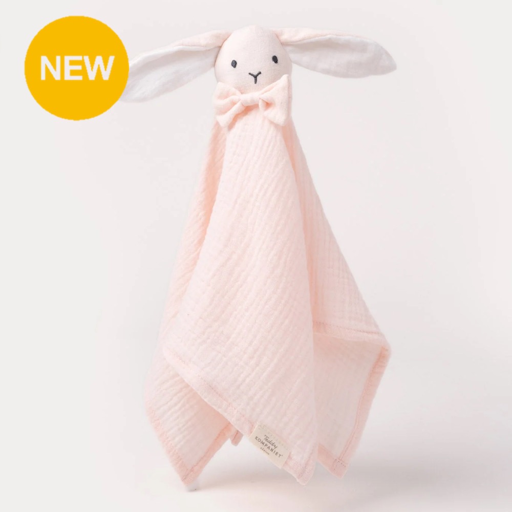 瑞典 Teddykompaniet 蜜桃粉重紗兔兔安撫巾