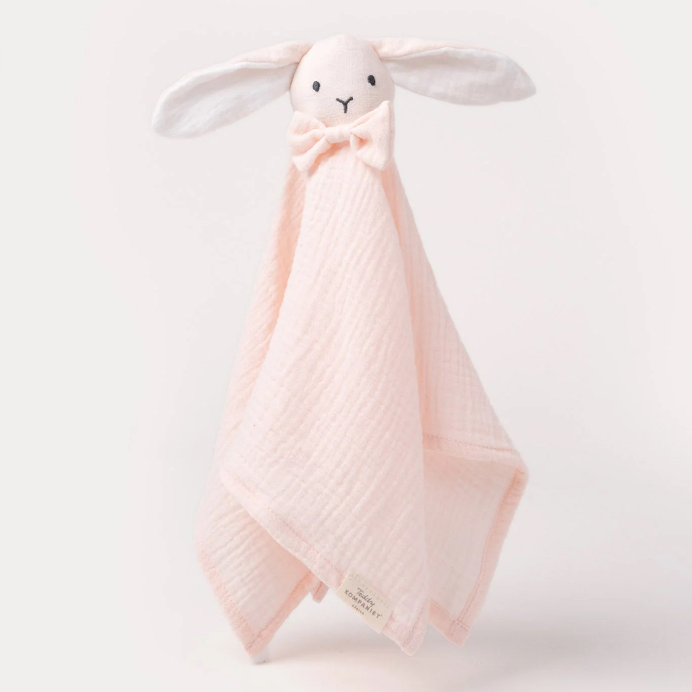 瑞典 Teddykompaniet 蜜桃粉重紗兔兔安撫巾